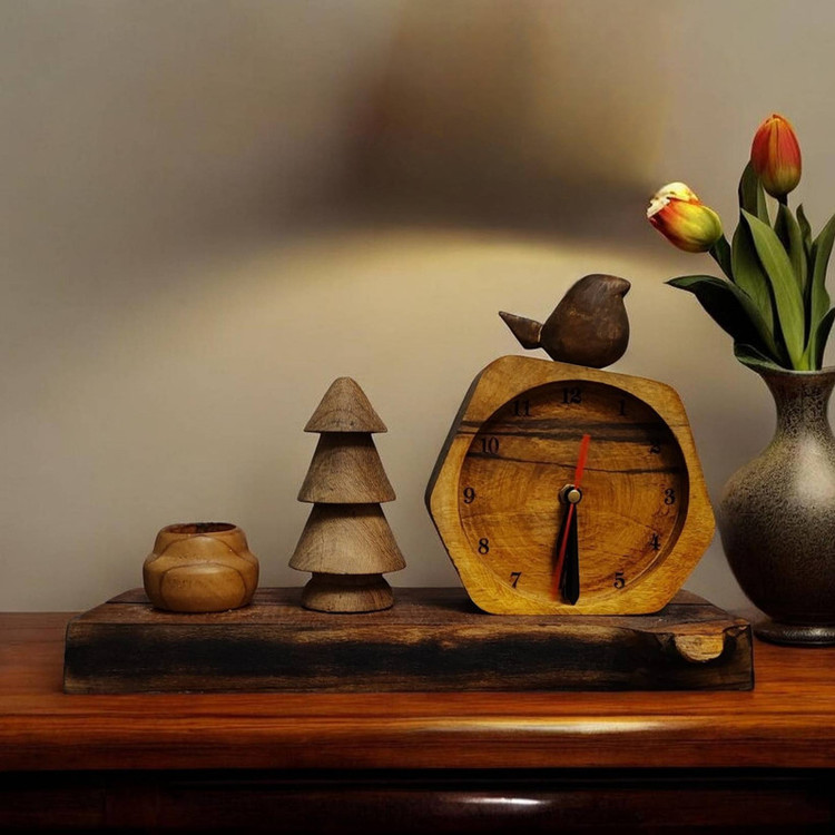 ساعت رومیزی با نشانگر عقربه ای مدل کاج
